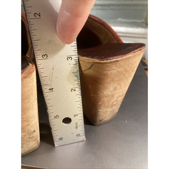 Classic Clogs Rust 3” Heel Wooden Swedish Hasbeens Sandals Womens US 8 EU 39 - Picture 14 of 14